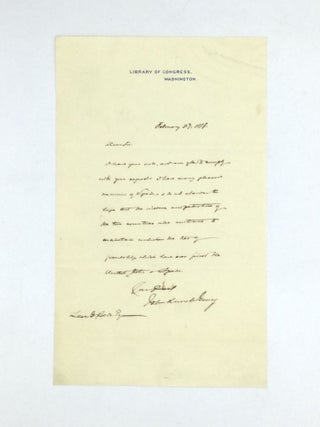 Item #72094 HOLOGRAPHIC LETTER BY THE SEVENTH LIBRARIAN OF CONGRESS. John Russell Young