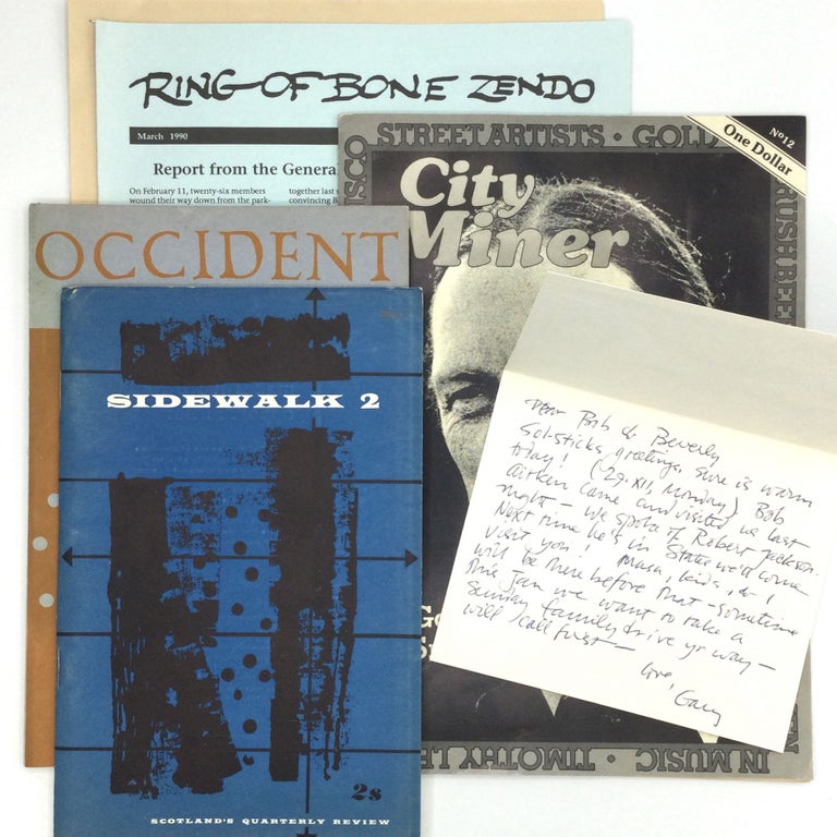 Item #73832 AUTOGRAPH LETTER SIGNED AND RELATED MATERIAL. Gary Snyder.