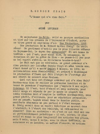 “E. GORDON CRAIG: L’HOMME QUI N’A RIEN FAIT”
