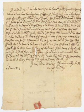 Item #74215 HOLOGRAPHIC LETTER BY THE SCOTTISH-BORN GEORGIAN SOCIALITE. Americana, Margaret Eustace