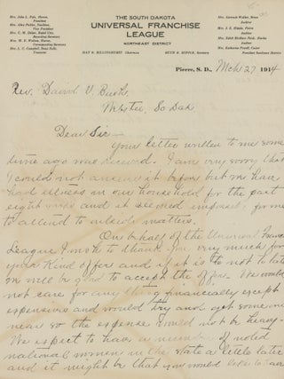 LETTERS FROM SOUTH DAKOTA AND MISSOURI SUFFRAGISTS