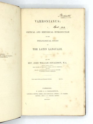 VARRONIANUS: A Critical and Historical Introduction to the Philological Study of the Latin Language