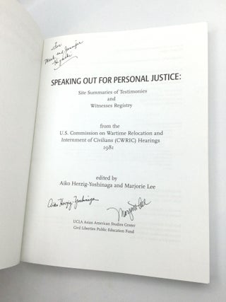 SPEAKING OUT FOR PERSONAL JUSTICE: Site Summaries of Testimonies and Witnesses Registry from the U.S. Commission on Wartime Relocation and Internment of Civilians (CWRIC) Hearings, 1981