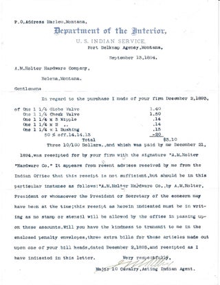 Item #76855 TYPED LETTER SIGNED BY A CAPTAIN IN THE BUFFALO SOLDIERS. African Americana