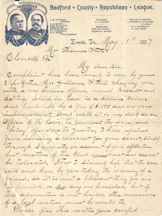 Item #76872 DOMESTIC VIOLENCE IN 19TH CENTURY PENNSYLVANIA. Women’s Studies, Pennsylvania