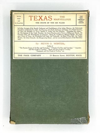 TEXAS, THE MARVELLOUS: The State of the Six Flags. Including Accounts of the Spanish Settlement and Establishment of the Indian Missions; the Unfortunate Expedition and Death of La Salle; the Romance of its Early Settlement and Stories of its Hardy Pioneers; the Nine-year Republic of Texas; Stephen F. Austin and Sam Houston; "Remember the Alamo"; the Development of the Cattle Ranches; the Great Ranches and a Visit to a Million-acre Ranch; the Growing Cities; the Rehabilitation of Galveston; Along the Troublesome Mexican Border; the Uttermost Corner of Texas; the Wonderful Gulf Coast; the Panhandle; the Black Waxy Belt; the Timber Region; the Llano Estacada, the Disappearing Desert, and the General Development of this Marvellous State.