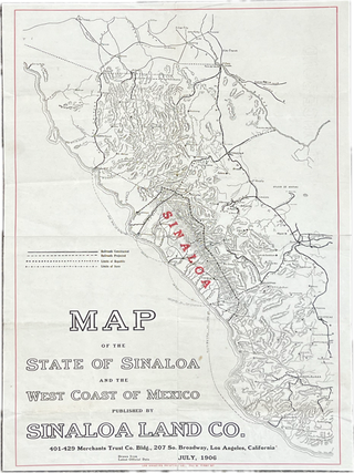 Item #76947 MAP OF THE STATE OF SINALOA AND THE WEST COAST OF MEXICO. Mexico