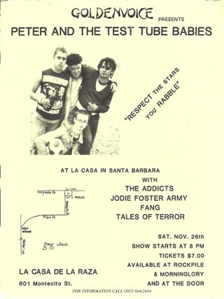 GOLDENVOICE PRESENTS PETER AND THE TEST TUBE BABIES WITH THE ADDICTS, JODIE FOSTER ARMY (JFA), Punk.