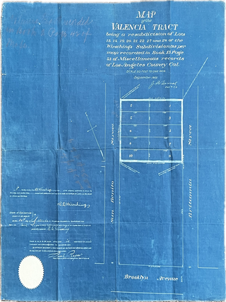 Item #77119 MAP OF THE VALENCIA TRACT being a resubdivision of lots 13, 14, 19, 20, 21, 22, 27...
