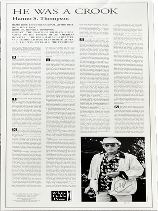 HE WAS A CROOK. Hunter S. Thompson.