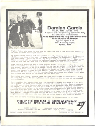 Item #77437 DAMIAN GARCIA (Oct. 24, 1949 - April 22, 1980) A Member of the Revolutionary...