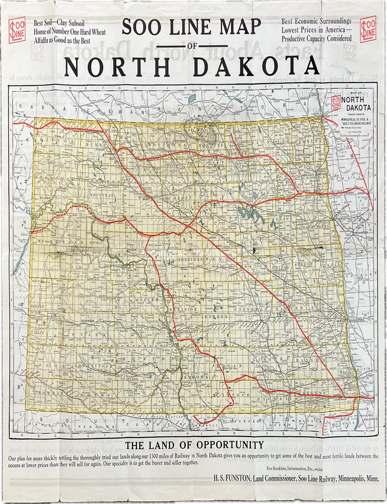 Item #78135 SOO LINE MAP OF NORTH DAKOTA. North Dakota.