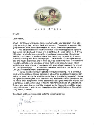 ARTIST MARK RYDEN’S CORRESPONDENCE WITH PATRICK EDDINGTON