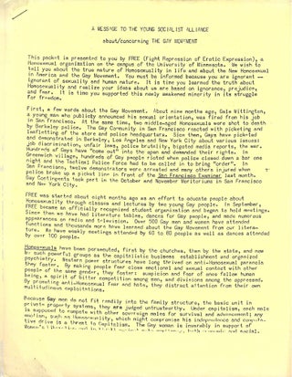 Item #78635 GAY LIBERATION AT THE UNIVERSITY OF MINNESOTA. LGBTQ, Minnesota