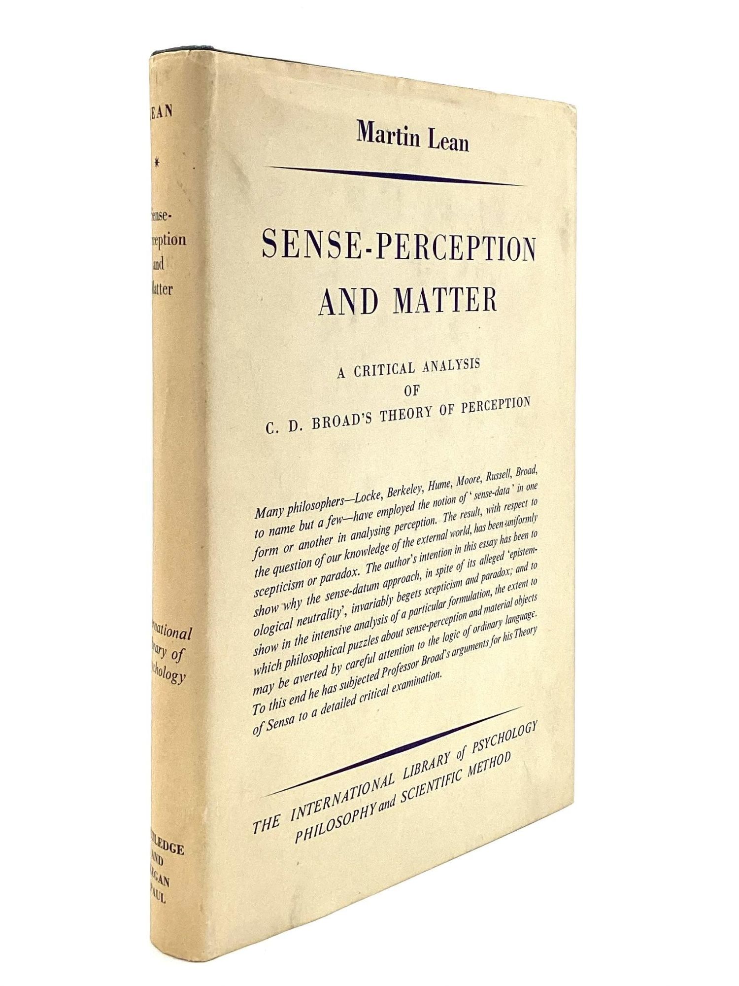 Perception Book SENSE-PERCEPTION AND MATTER: A Critical Analysis of C.D. Broad's Theory ...