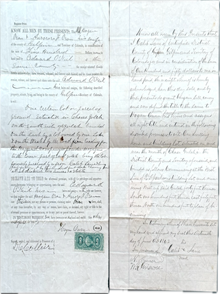 PRE-STATEHOOD PROPERTY SALES NEAR BLACK HAWK, COLORADO. Colorado.