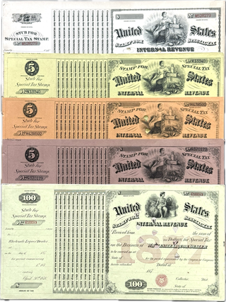 Item #79369 UNITED STATES “SIN TAX” STAMPS. Americana
