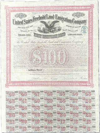 Item #79678 BOND FOR LAND DEVELOPMENT IN TERRITORIES OF COLORADO AND NEW MEXICO: United States...