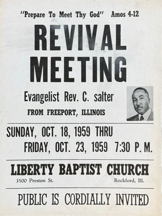 Item #80032 REVIVAL MEETING BROADSIDE: Liberty Baptist Church, Rockford, Illinois. African...