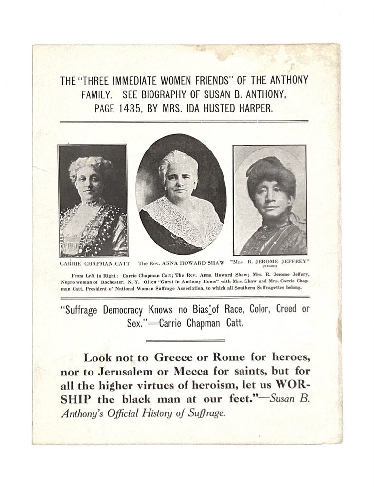 Item #80543 THE "THREE IMMEDIATE WOMEN FRIENDS" OF THE ANTHONY FAMILY. SEE BIOGRAPHY OF SUSAN B. ANTHONY, PAGE 1435, BY MRS. IDA HUSTER HARPER. Women's Suffrage.